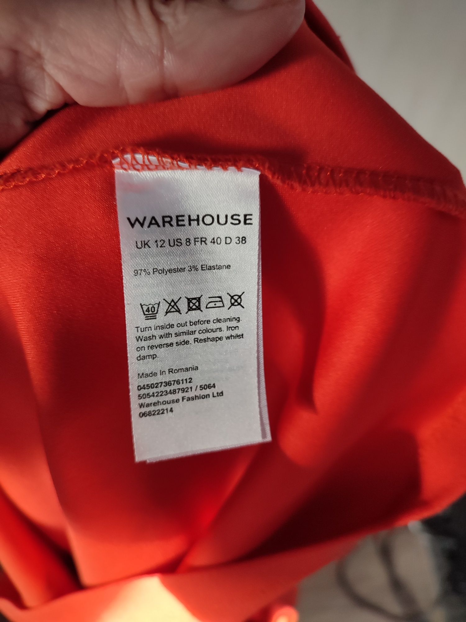 Sukienka damska firmy Warehouse roz L, dekolt hiszpanka , pomarańczowa