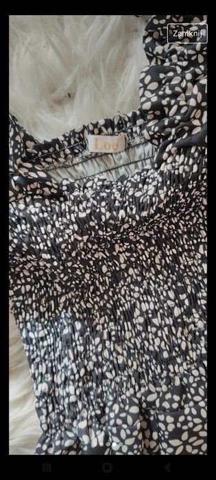 Sukienka mini krótka ze sciągaczem loe bufki bufiaste rekawy