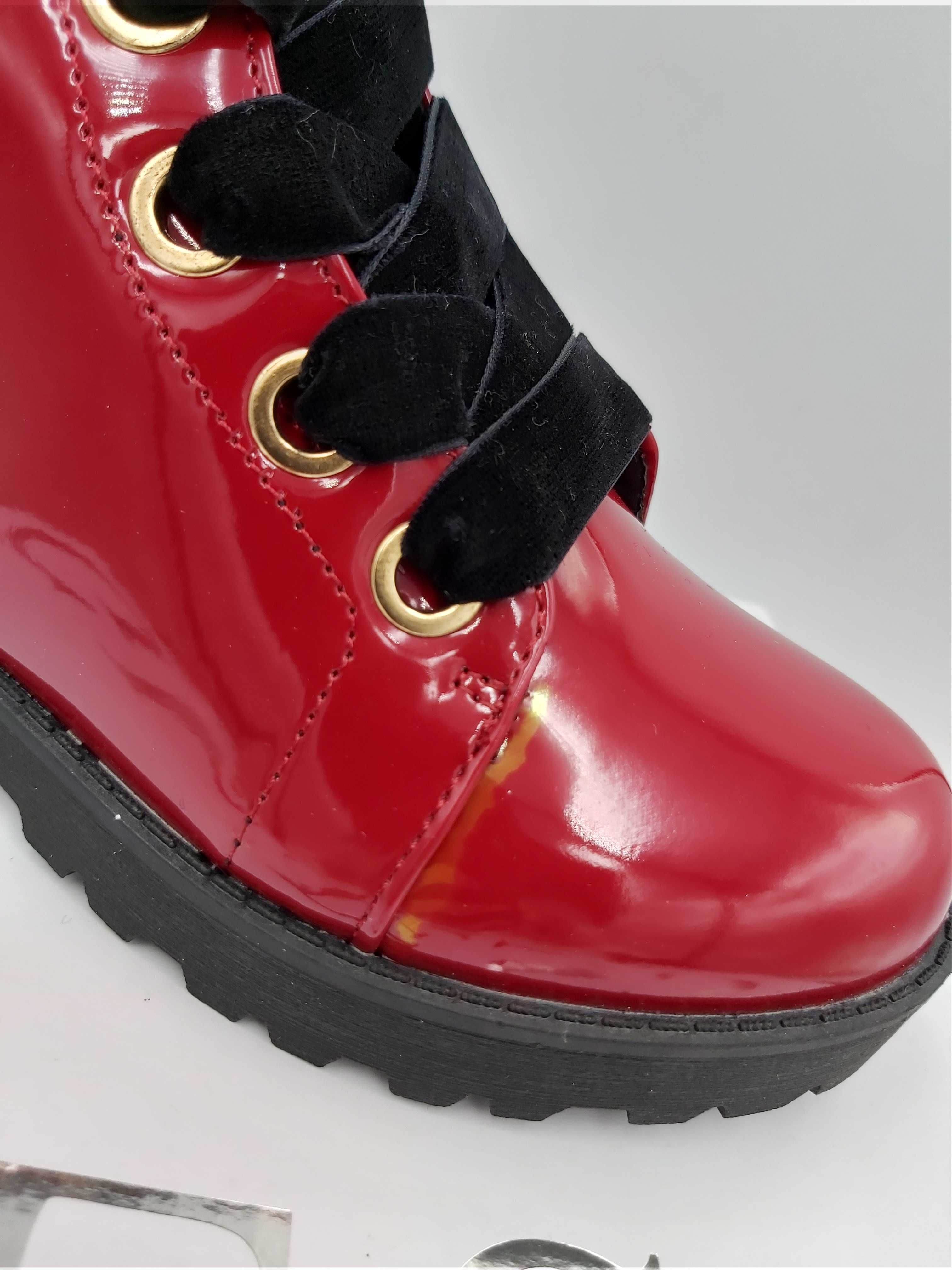 Nowe buty GUESS glany czerwone lakier kozaki botki rozmiar 32
