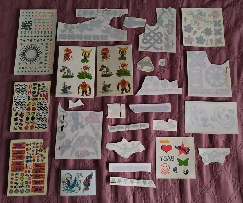 Zmywalne kalkomanie, tatuaże kolorowe zmywalne