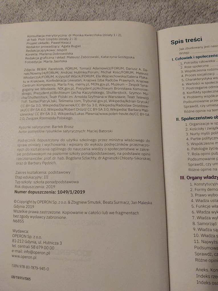 "Wiedza o społeczeństwie 1" Operon, zakres podstawowy
