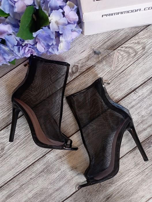 Czarne sexy botki z siateczki Prima Moda 38