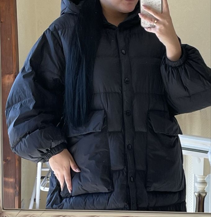 Жіноча зимова дута куртка пуховик оверсайз стилю