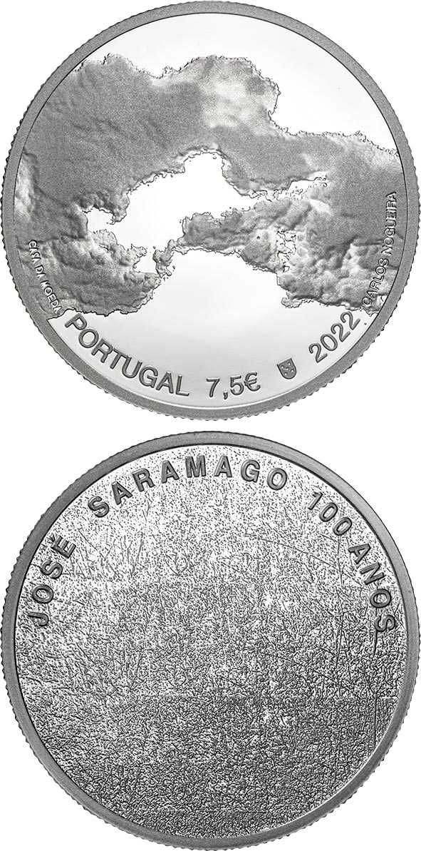 Moeda comemorativa 7.5€ José Saramago 100 Anos Portugal 2022 NOVA