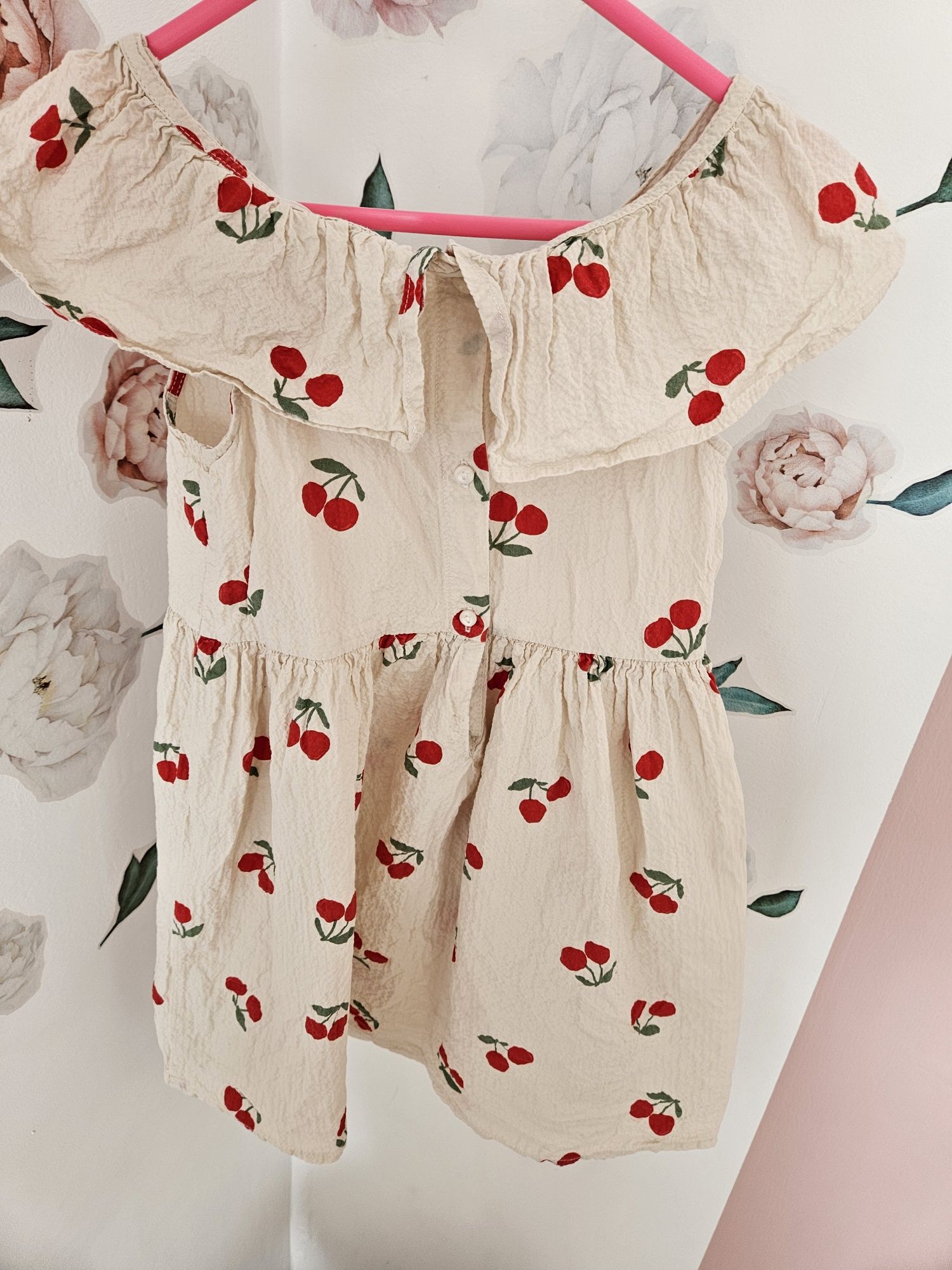 Sukienka z kory beżowa w wiśnie H&m 122