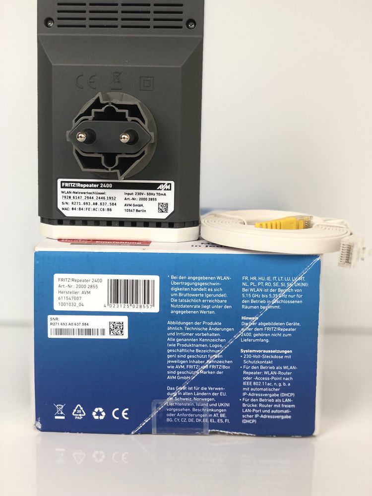 Підсилювач Wi-Fi сигналу мережі Ретранслятор AVM FRITZ!Repeater 2400
