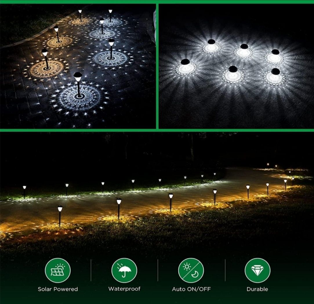 Lampy solarne do ogrodu, zestaw 6 sztuk, 42 cm