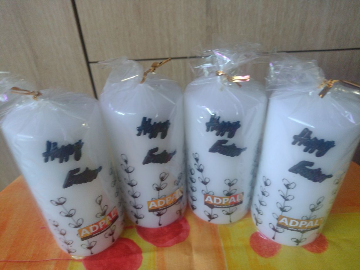 Wielkanoc 4 świece pieńkowe Happy Easter czarne bazie