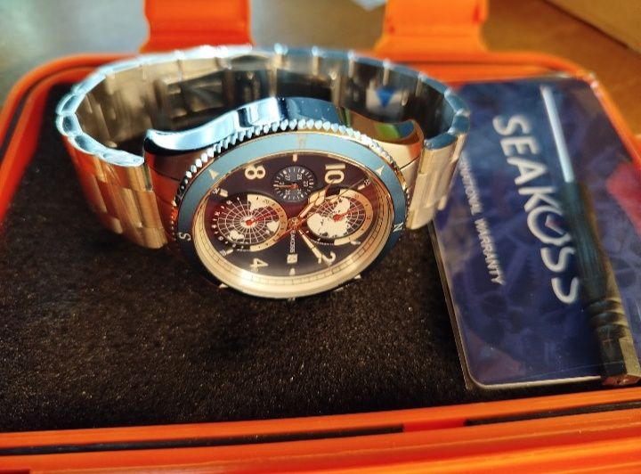 SEAKOSS Diver100m,42mm,механика часы