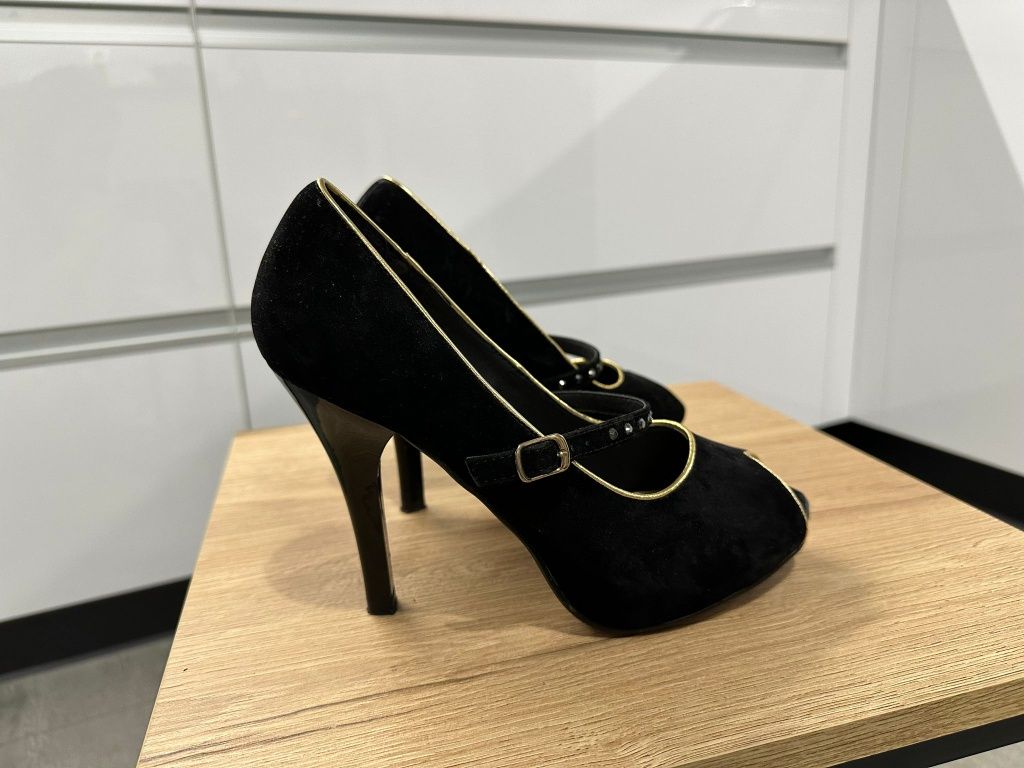 Buty na obcasie sandały pantofle szpilki r. 39 24,5 cm