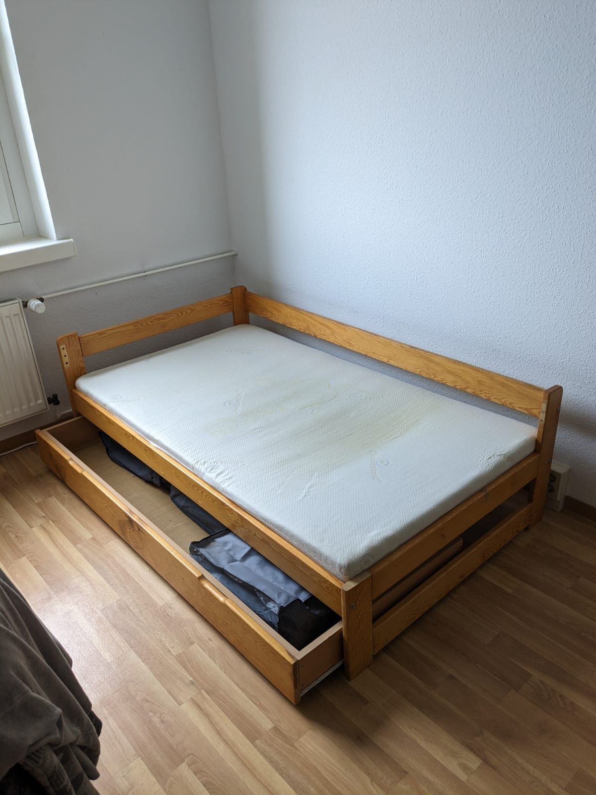 Łóżko ze skrzynią dziecięce drewno 90 x 165 cm
