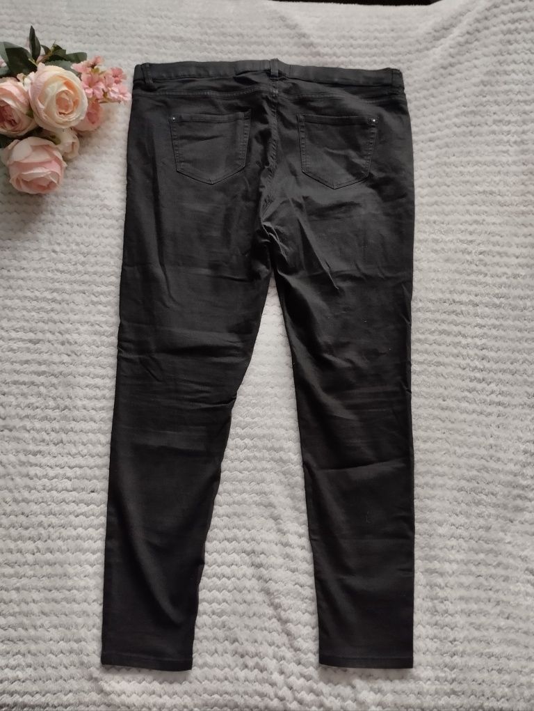 Czarne jeansy skinny z wysokim stanem elastyczne plus size