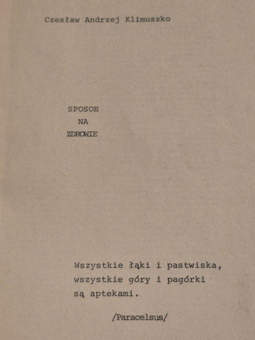 Ojciec Klimuszko. Sposób na zdrowie. Oryginalne stare wydanie