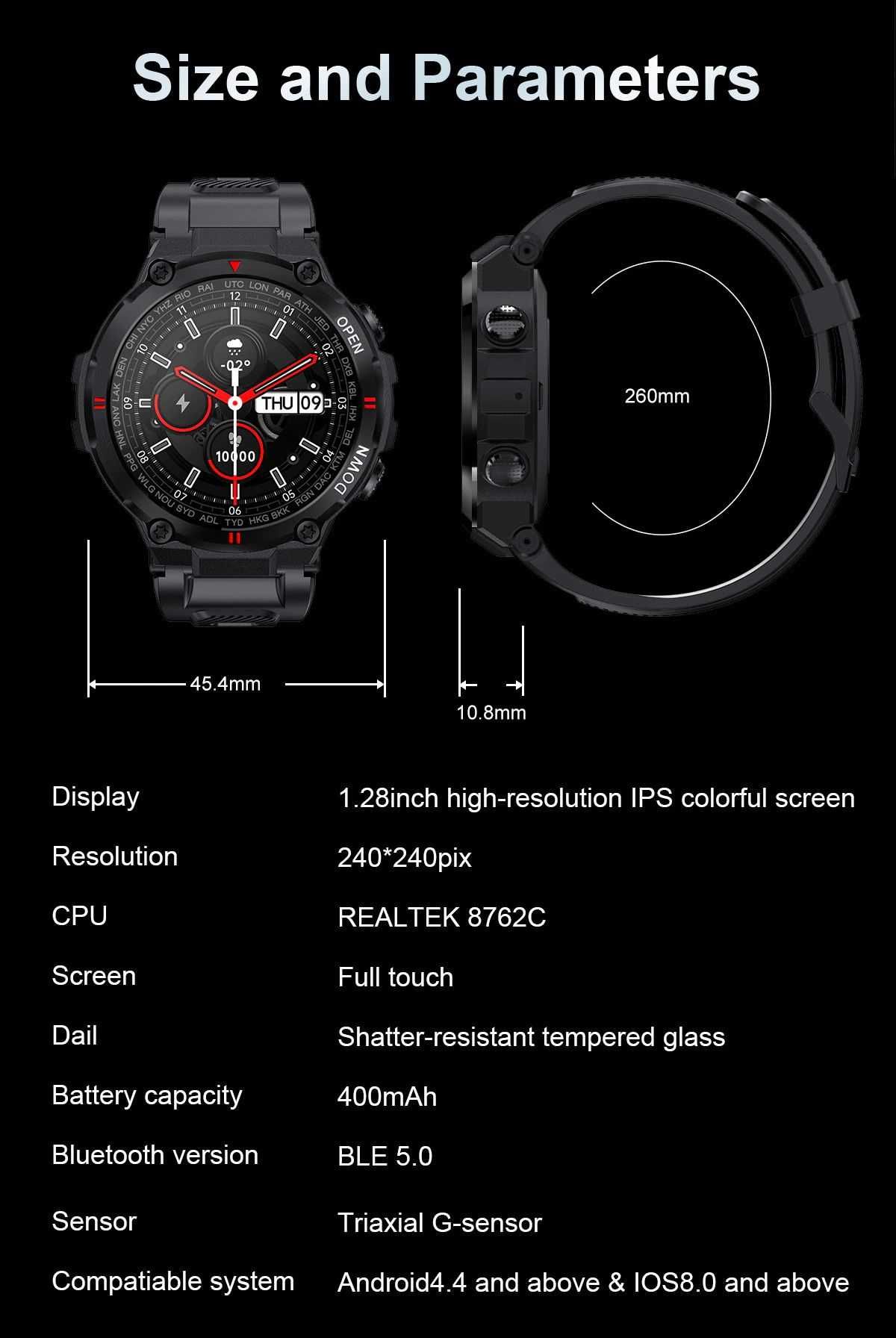 Lemfo smartwatch K22 puls, gra, kroki, tel, sms, nowy !!
