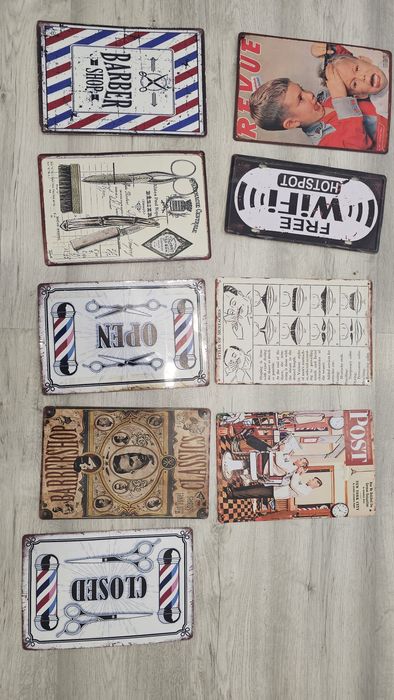 9 Placas de decoração Barbearia
