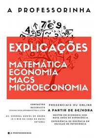 Explicações Matemática, MACS, Economia e Microeconomia, a partir de 8€