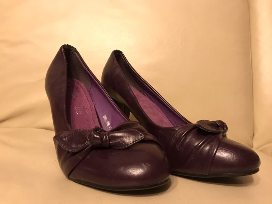 Czółenka-fioletowe, buty MOOW rozmiar 40 skóra naturalna