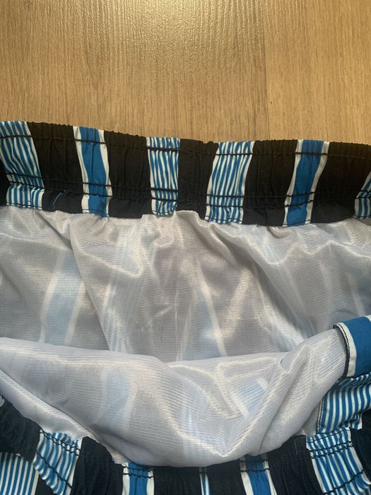 Krótkie czarne spodenki do pływania kąpielówki paski retro vintage XL