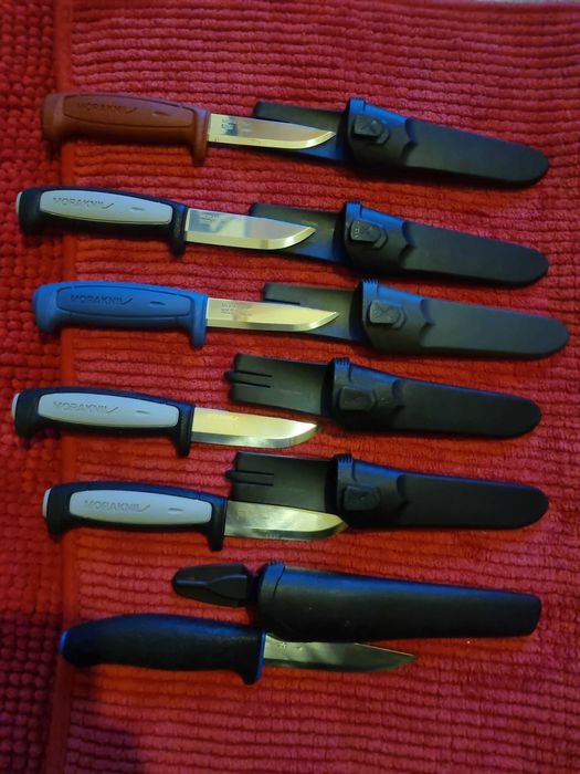 5 Noże Morakniv Craft Pro Robust stal węglowa C MORA ,plus 1 inny