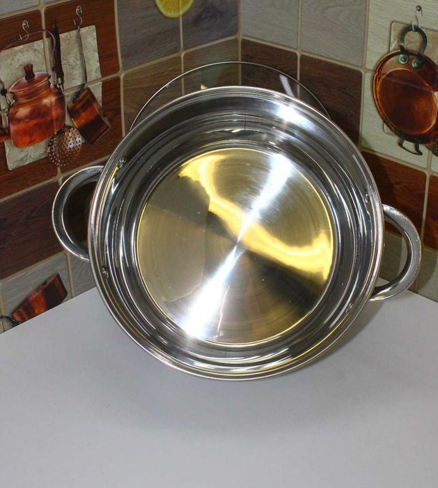 Duży Garnek na gaz / indukcja 10 ,1 L Ze stali nierdzewnej z pokrywką