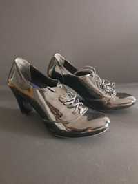 Zara sapato de salto alto vintage retro clássico preto elegante (38)