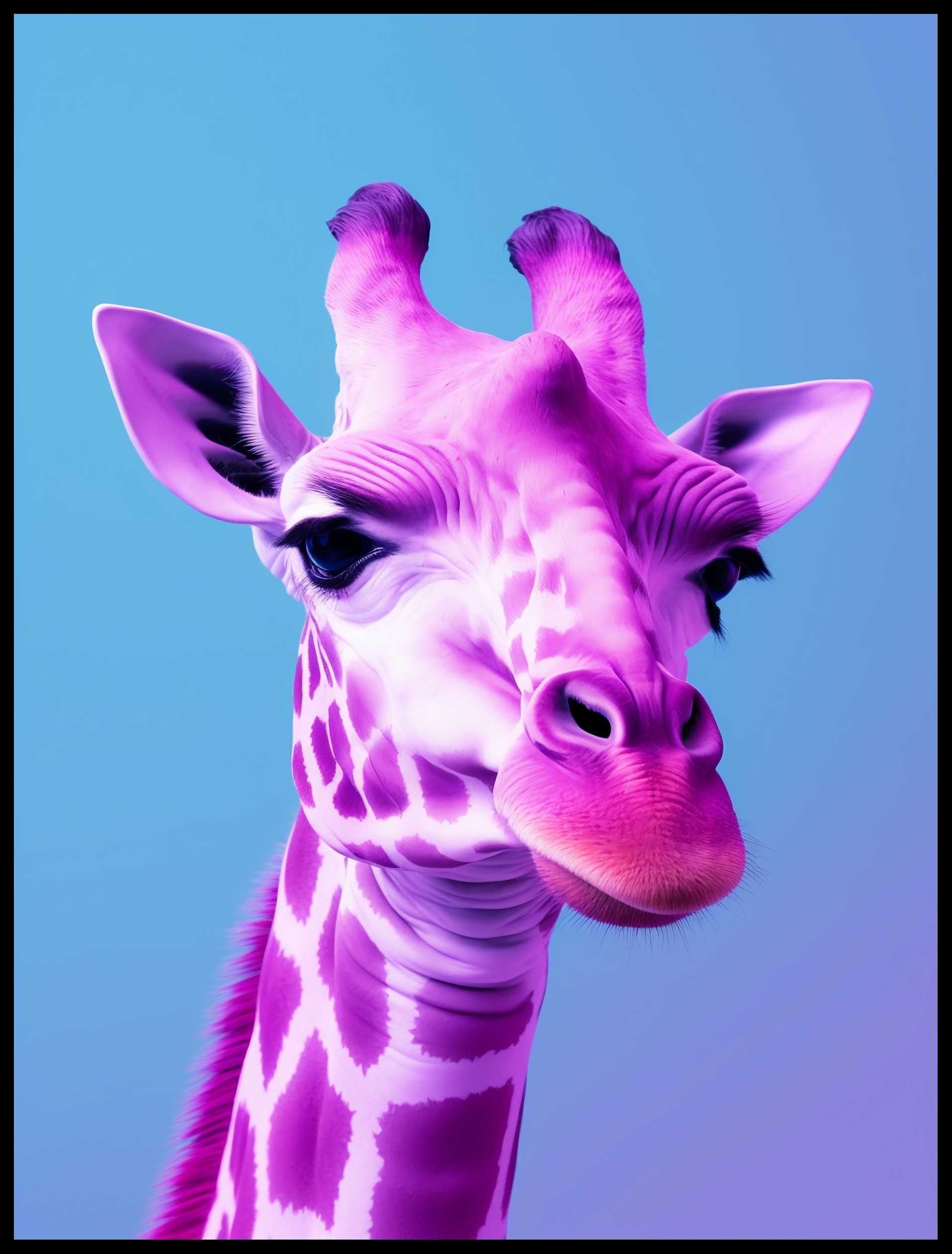 Plakat na Ścianę Obraz Neonowa Żyrafa Art 50x70 cm Premium