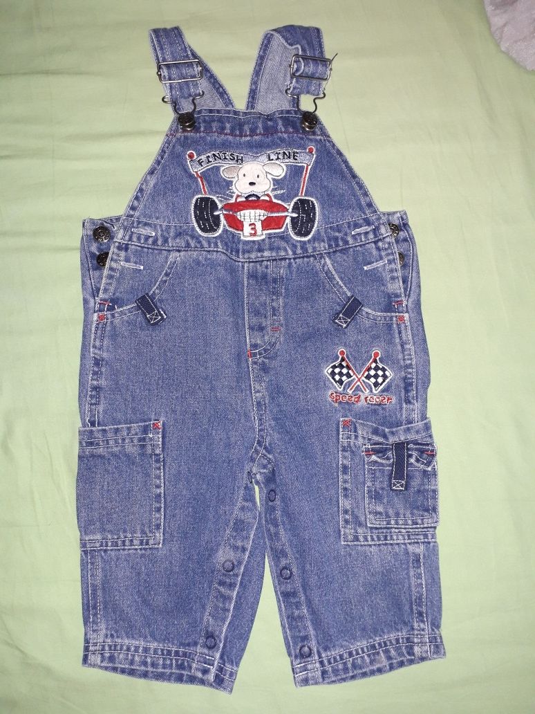 Jeansowe ogrodniczki 6-9 m
