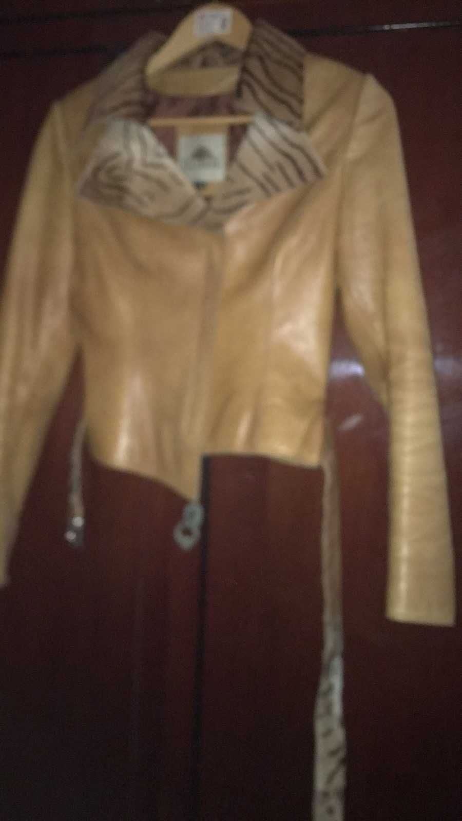 Куртка кожаная женская (пиджак), Colebrook,  р..XS, кофейная