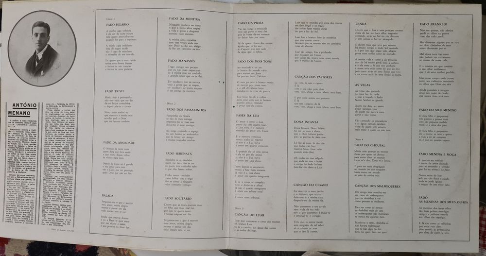 Disco LP Vinil Fados de Coimbra por António Menano