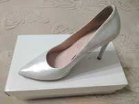 Buty szpilki srebrne