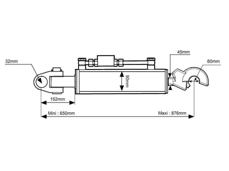 Cięgło hydrauliczne (Kat.3/3 (Ø32/32mm)) Przegub i CBM Q.R. Hak