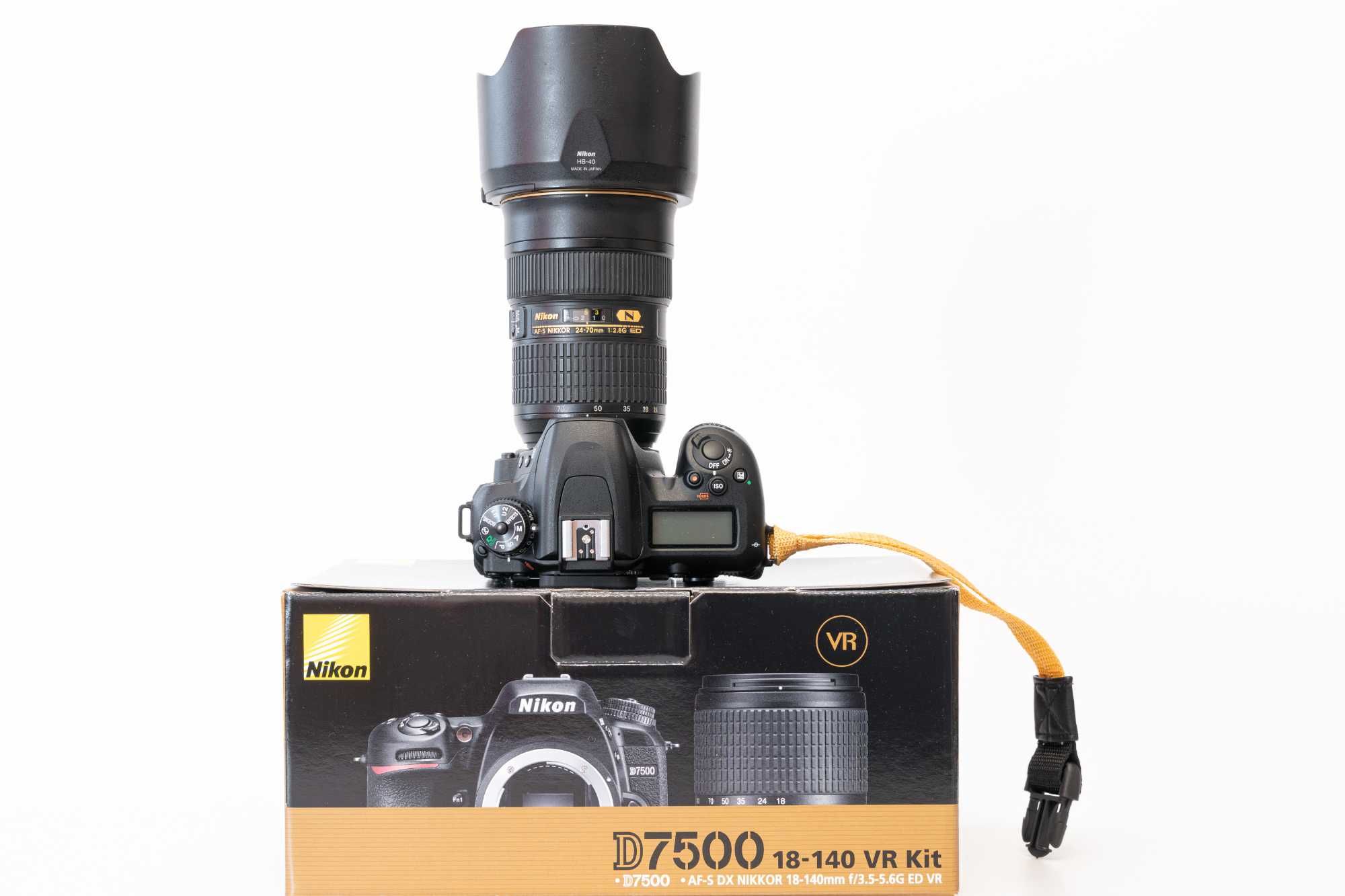 Aparat Nikon D7500, obiektyw 28-70mm 2,8f G ED, plecak, obiektyw IDEAŁ