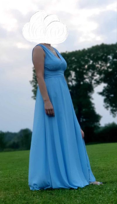 Długa błękitna suknia rozmiar M jak nowa Studniówka, Sylwester, wesele