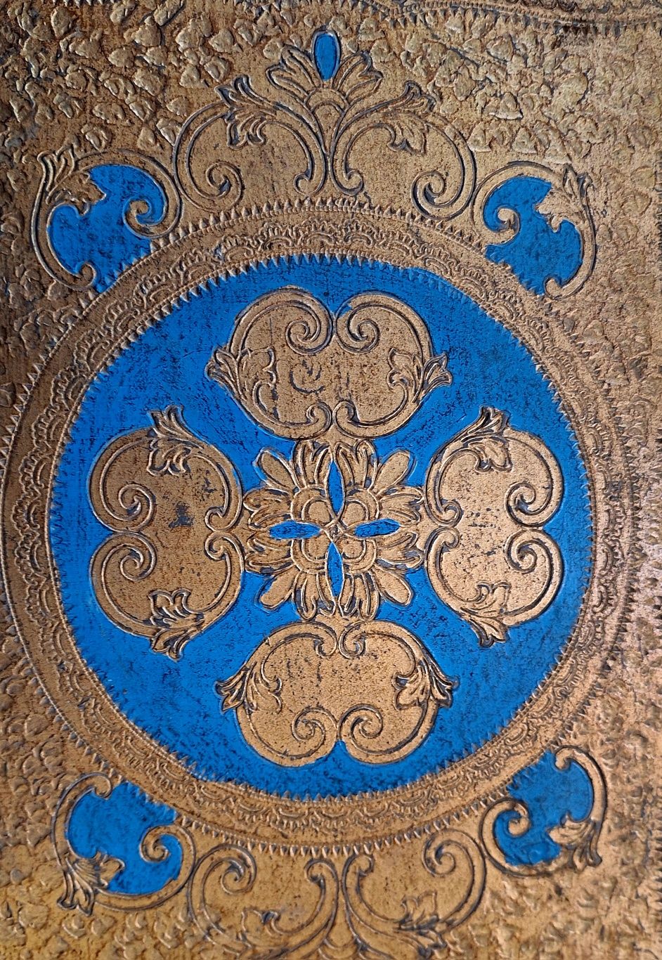 Bandeja venesiana madeira trab/pintura manual azul/dourado RESERVADA