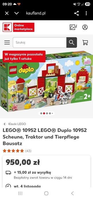 Posiadam na sprzedaż duży zestaw lego Duplo