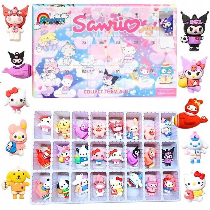 Kalendarz Adwentowy Hello Kitty & Kuromi - 24 Świąteczne Figurki