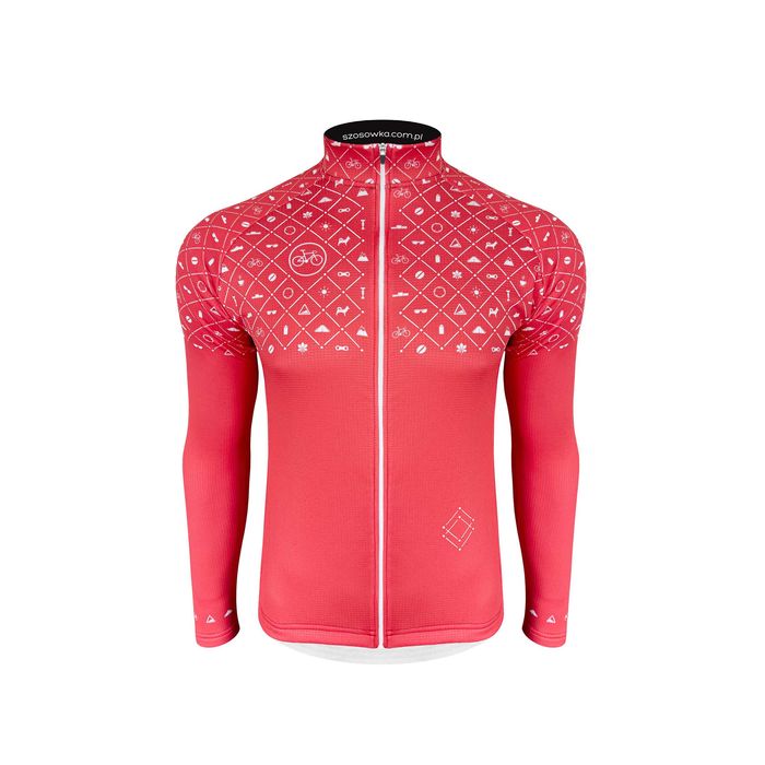 Ocieplana bluza kolarska, koralowa, szosowka.com.pl