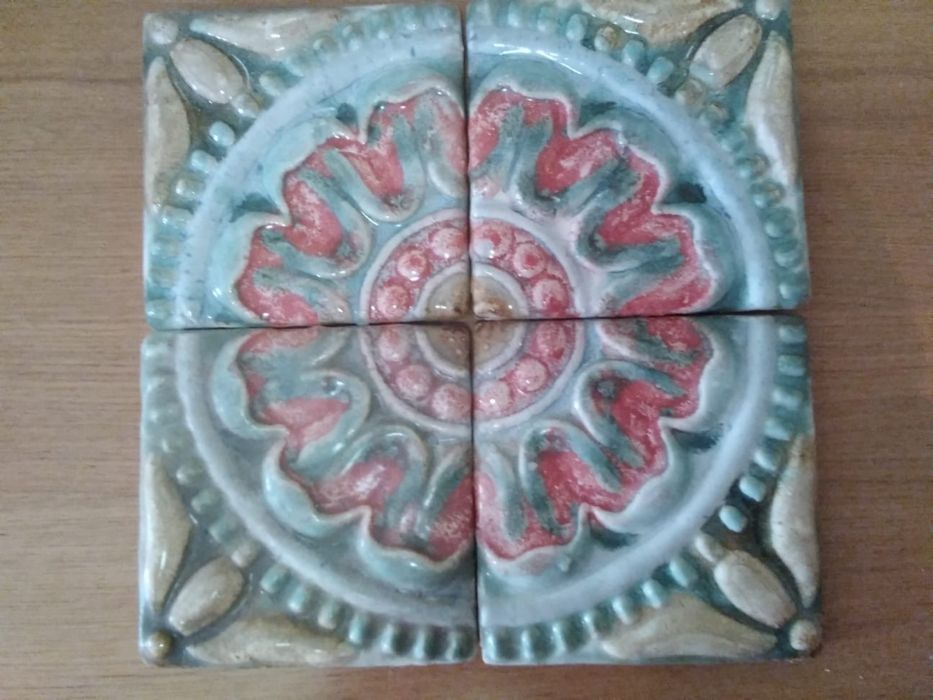 Conjunto 4 azulejos decorativos anos 80