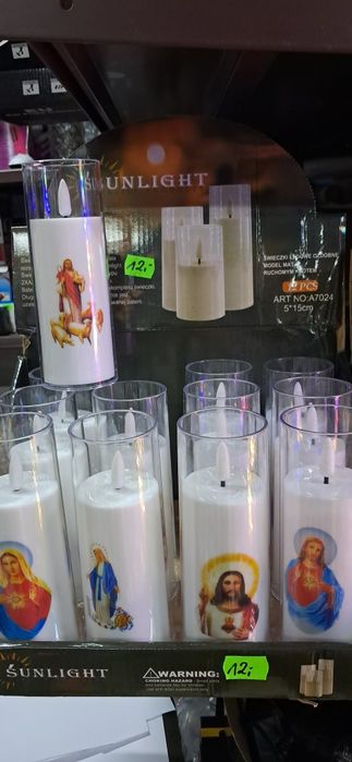 ŚWIECA NA BATERIE wysokość 15cm lampka wkładka znicz świeczka