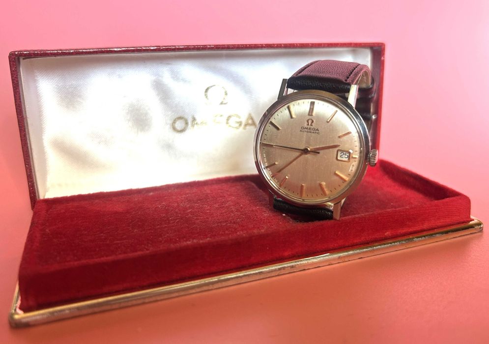 Zegarek „OMEGA AUTOMATIC” 24 JEWELS + pudełko. Lata 60 ubiegłego wieku
