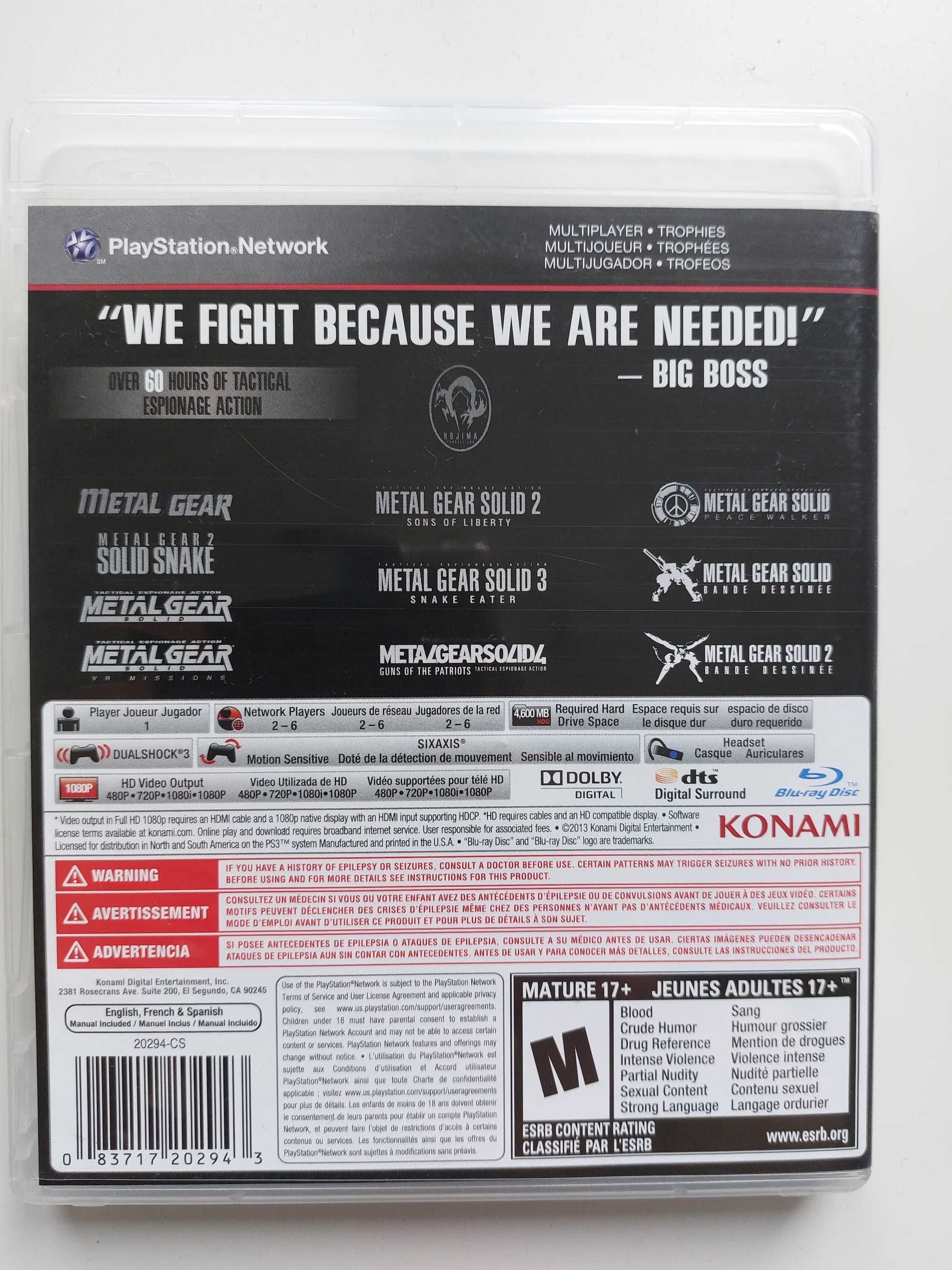 Metal Gear Solid: The Legacy Collection PS3 Stan IDEALNY, igła