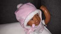 Zimowa czapka niemowlęca dla dziewczynki 3-6m 68 42-44cm