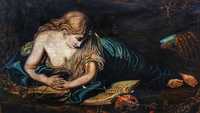 Obraz olejny płótno Św.Magdalena w grocie Pompeo Batoni sygnowany 1958