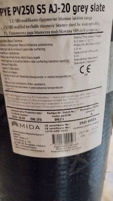 Papa termozgrzewalną  podkładowa i nawierzchniowa