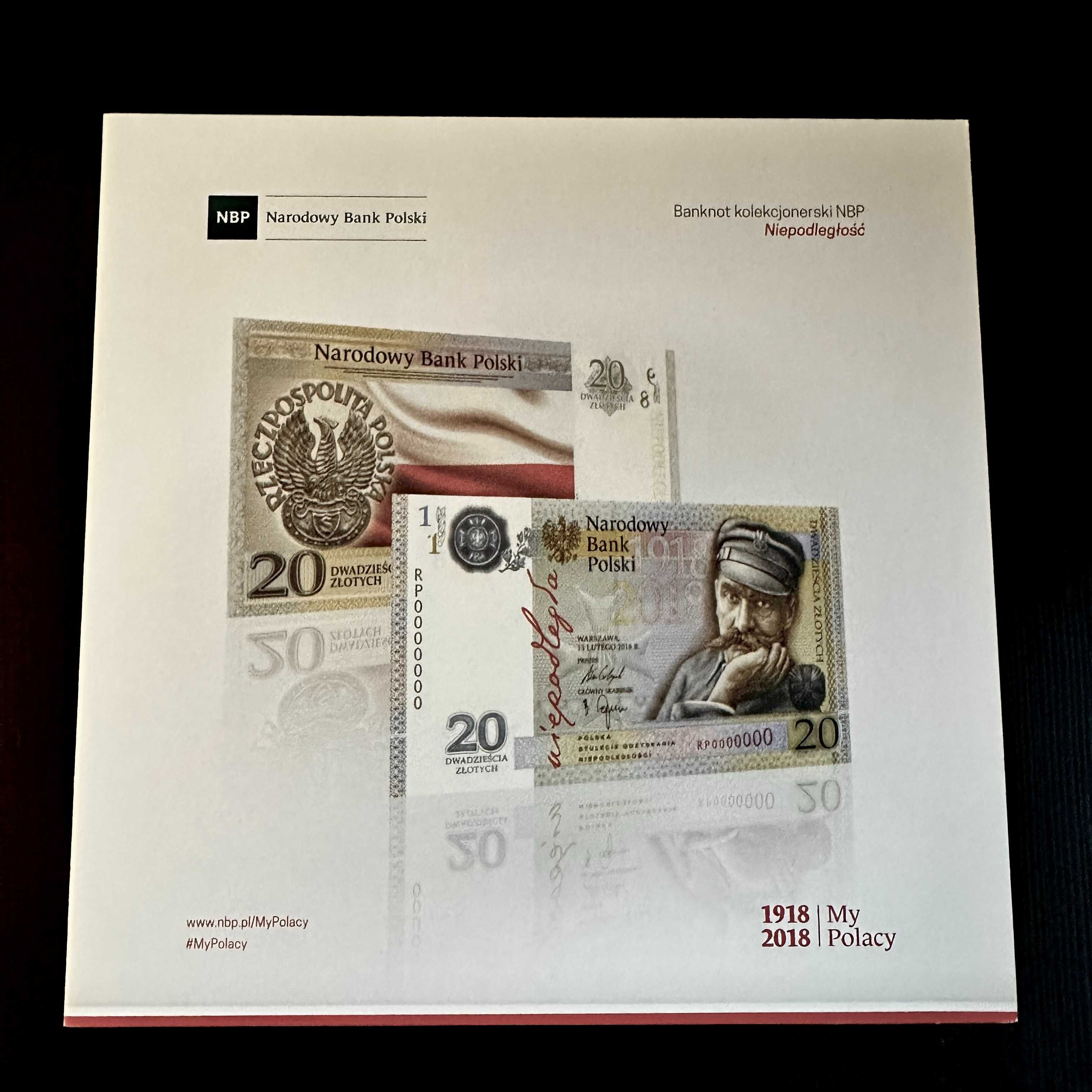 20zł Niepodległość nr. 10084 banknot UNC + folder