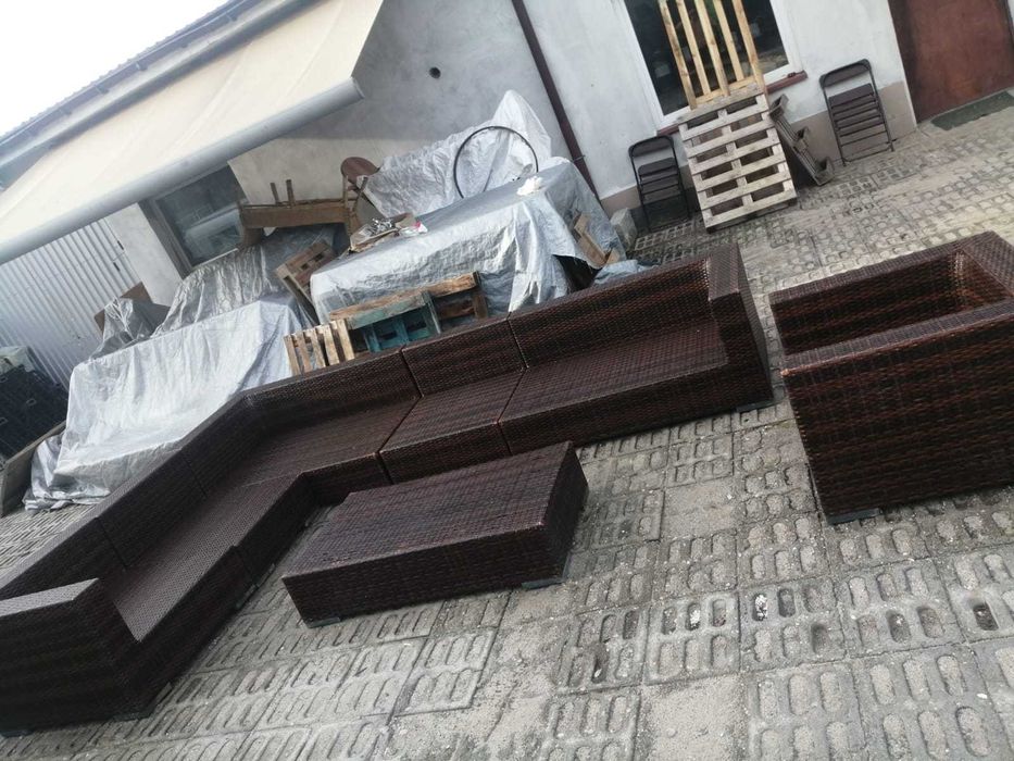 narożnik ogrodowy stół ława fotel meble na ogród ogrodowe XL poduszki