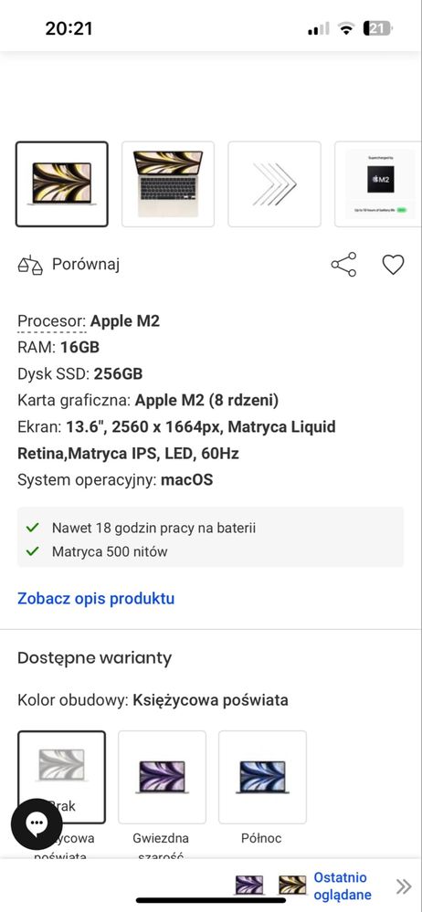 Apple MacBook 13 złota poświata