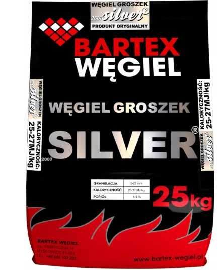 Węgiel groszek Silver PREMIUM BARTEX 26-28 MJ Dostawa HDS