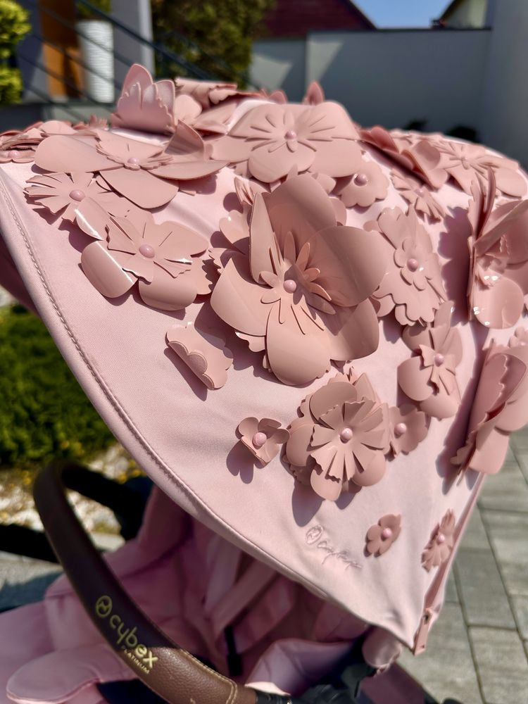 Cybex wózek Priam Gold Simply Flowers Pink róż boowy złoty stelaz