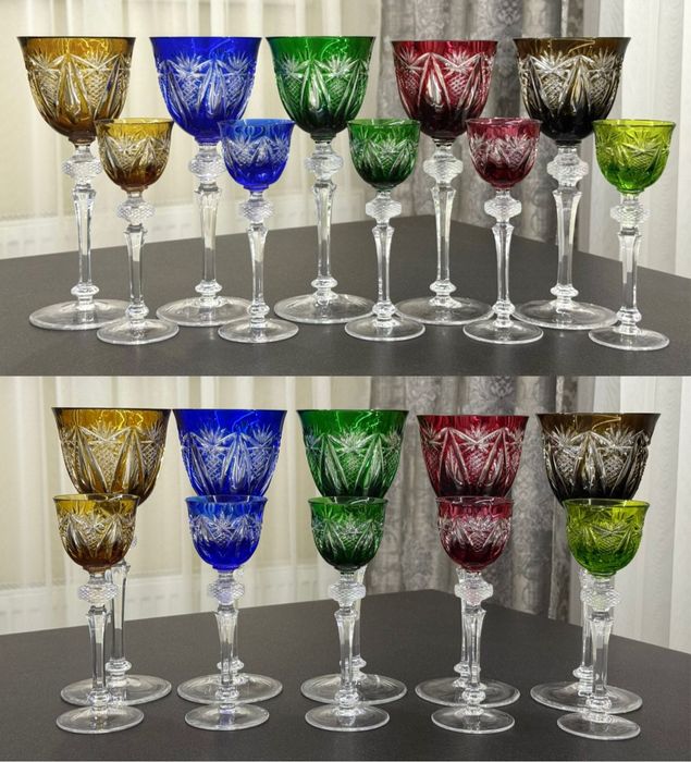 Винтажные хрустальные фужеры для вина WMF Cristal Cabinet GDR Германия